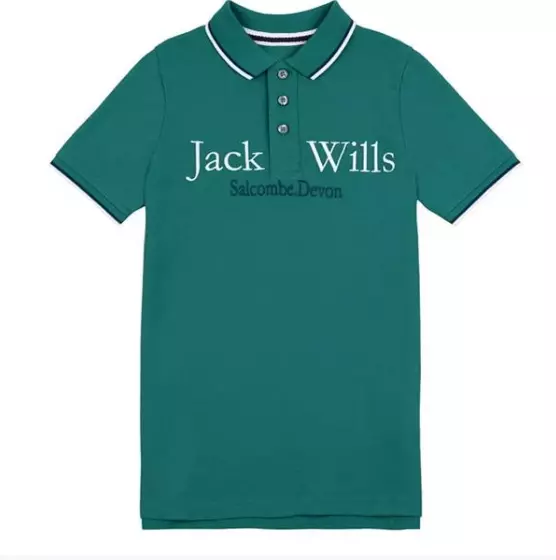 Jack Wills Script Tippd Polo Green UK Size 12-13 Years #REF87