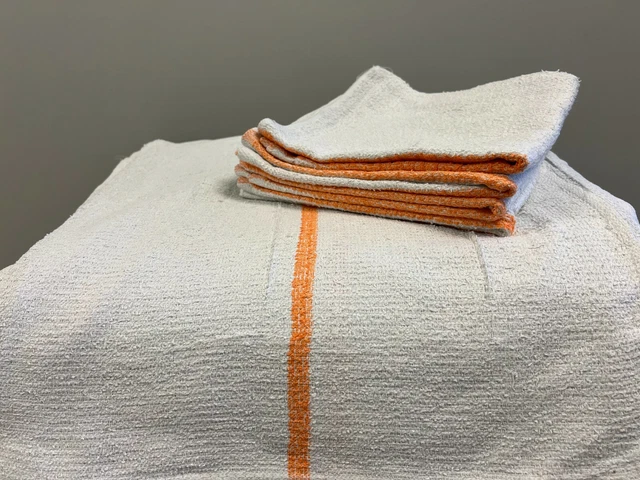 600 Pieces New Gold Striped Bar Mops Resturant Cleaning Towels