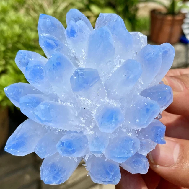344G New Find sky blue Phantom Quartz Crystal Cluster Mineral Specimen Healing 3