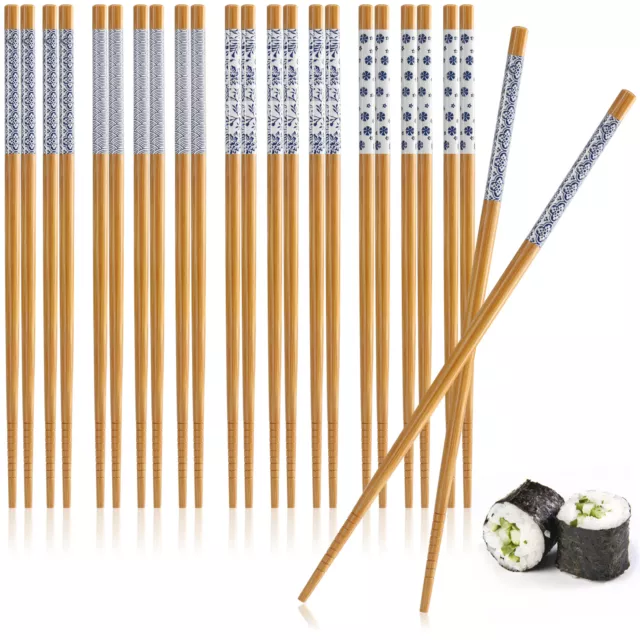 12 Paar Essstäbchen aus Bambus - wiederverwendbare Chopsticks - Esshölzer-Set