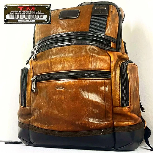 TUMI Alpha Bravo KNOX Distressed Leather Backpack Brown 92681DB2