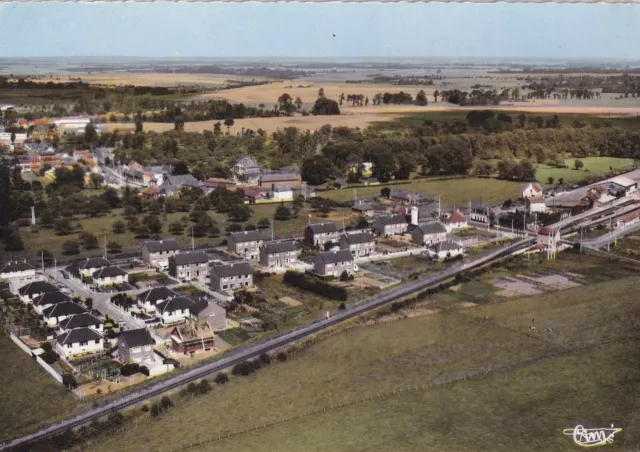 Carte postale 10x15cm postcard WOINCOURT cité de la gare vue aérienne écrite