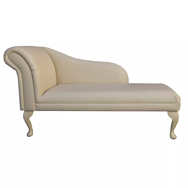 52" Large Chaise Longue Lounge Sofa Day Bed Seat Chair Cream Faux Leather UK