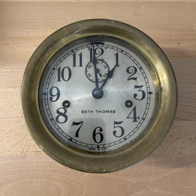 Vintage Seth Thomas large Maritime ship clock No Key As Is