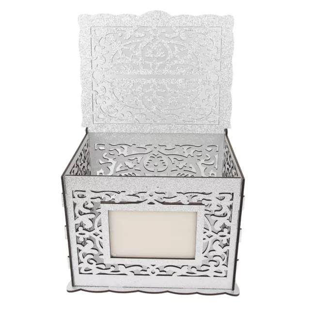 Hágalo usted mismo Caja de tarjetas de boda con llave de bloqueo Caja de tarjetas de madera Caja de tarjetas de regalo