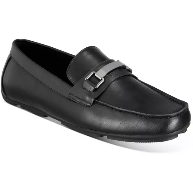 ALFANI MENS EGAN Black Faux Leather Slip-On Loafers Shoes 8 Medium (D ...