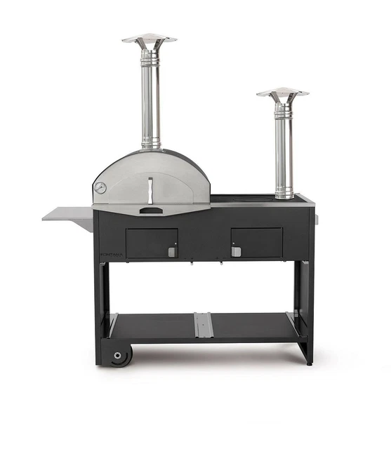 Holzbackofen | Pizzaofen Fontana Doppio Gartenofen mit Grill- und Koch-Funktion