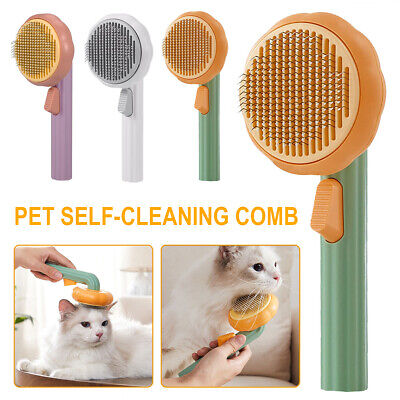 Pet Cat Dog Pumpkin Hair Comb Massage Grooming Deshedding Self Cleaning Brush