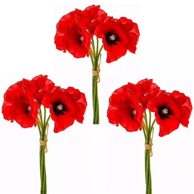 Artificial Silk Poppy Posy Red x6 Flower Heads - Choose Qty