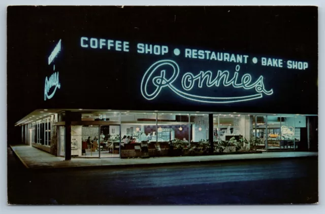 Ronnies Restaurant Coffee Shop Shopping Plaza Orlando Florida Postcard 1950s N1T