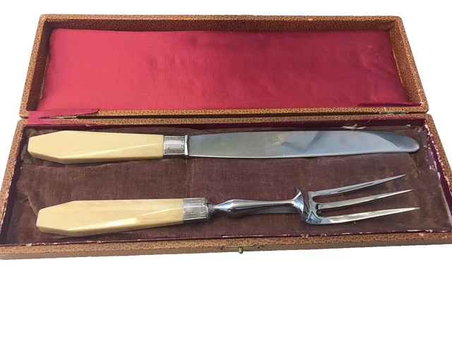 Ancien service à découper gigot ou rôti. Acier fondu garanti