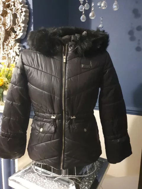 River Island Girls 11-12 YRS Black Shiny Gloss Quilted Padded Coat Puffer Jacket