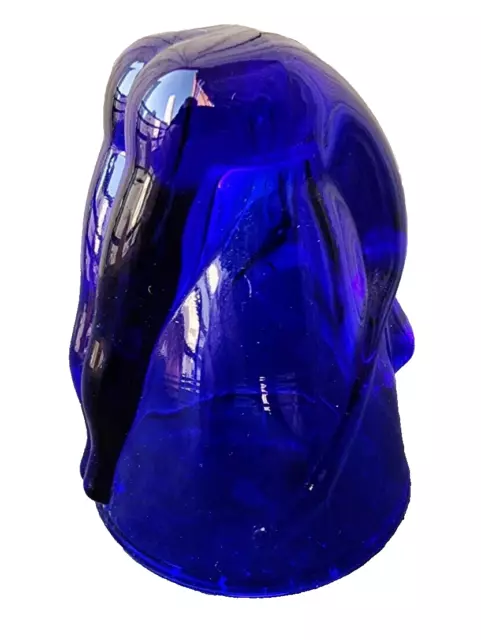 BLUE Bottoms Up Gift Shot Cup Shot Glass Blue Art Glass Cobalt Blue McKee Style
