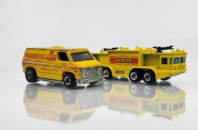 1974 Paramedic Ambulance & 1976 Airport Rescue Fire Dept. 🔥Hot Wheels Hong Kong
