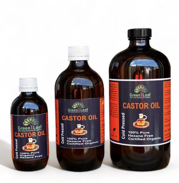 Organic CASTOR OIL - 100% Pure Cold Pressed Hexane Free 100ml, 200ml, 1 litre