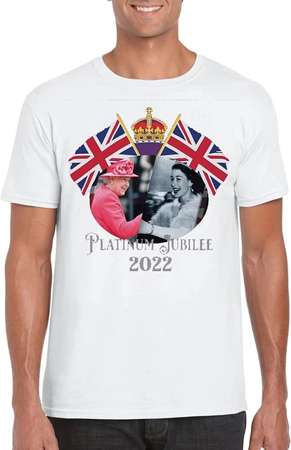 T-shirt Regina Elisabetta Queen Elizabeth donna bianca manica corta 