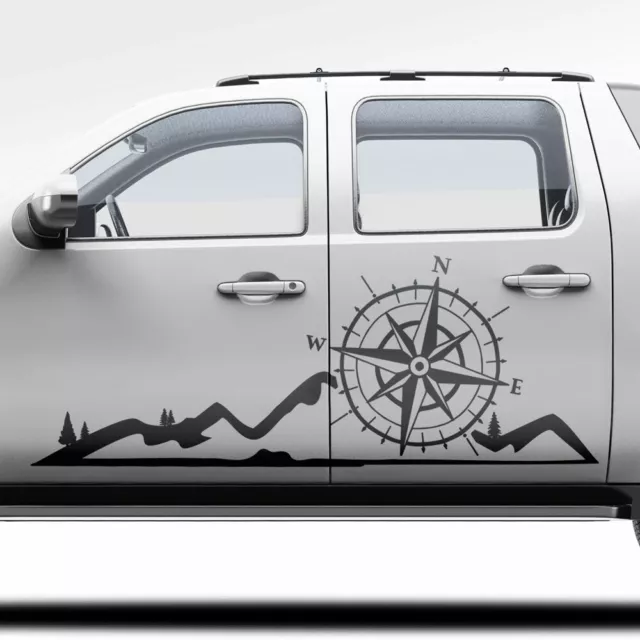 Offroad Aufkleber SET XXL Kompass Windrose Berge Landschaft Panorama Auto  Car 4x4 - Der Dekor Aufkleber Shop
