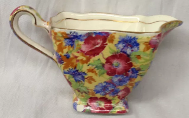 Royal Winton Royalty Ascot Creamer 6 Oz Florals Chintz Yellow Background