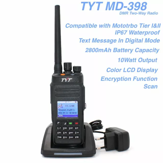 TYT MD-398 DMR Digital IP67 Waterproof Walkie Talkie 10W Handheld Two-Way Radio