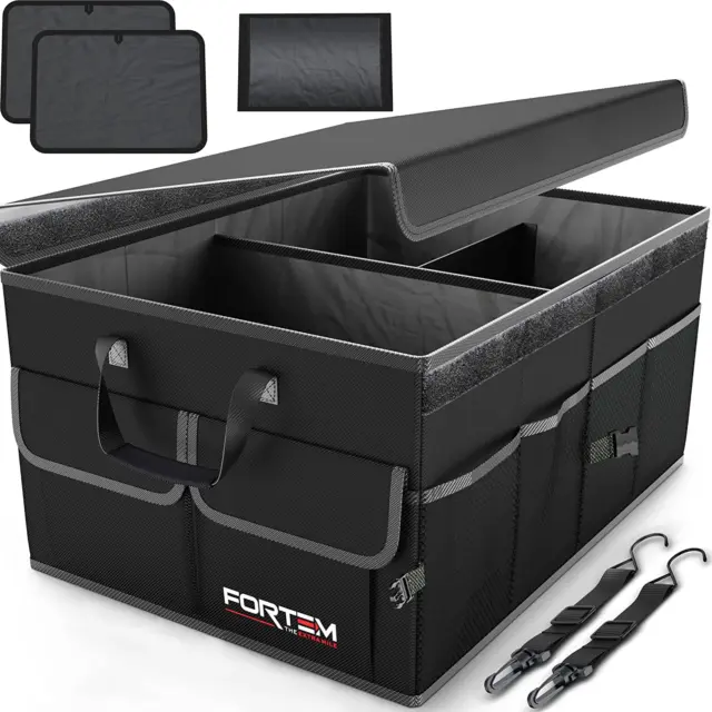 Car Trunk Organizer, Collapsible Multi Compartment, SUV Trunk Organizer Non Slip