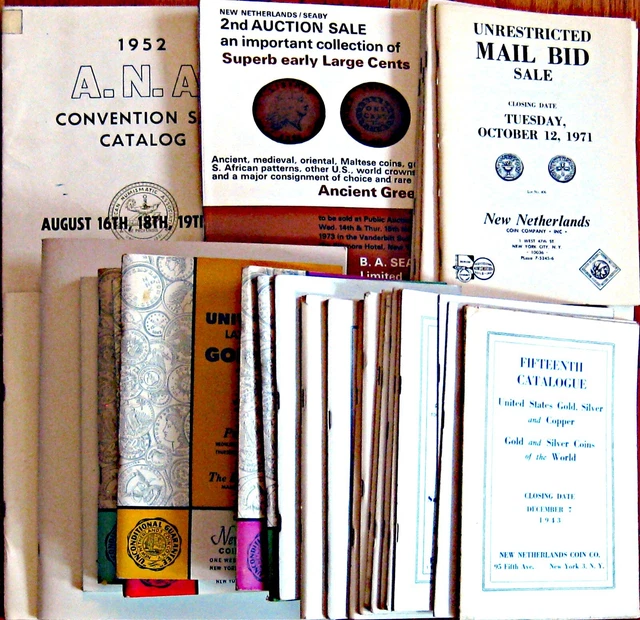 (31) Different New Netherlands Coin Auction Catalogs 1943-1977 Naftzger Cents
