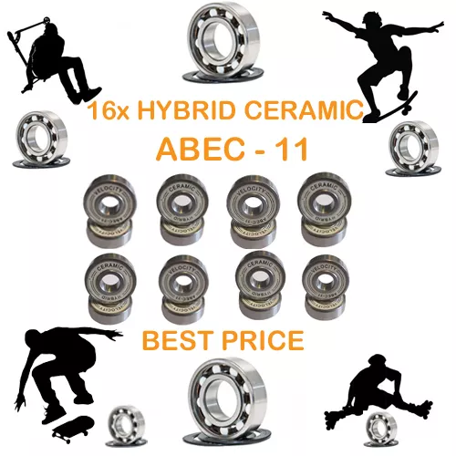 16 Precision Abec 11 hybrid ceramic bearings skate inline Skateboard scooter 9