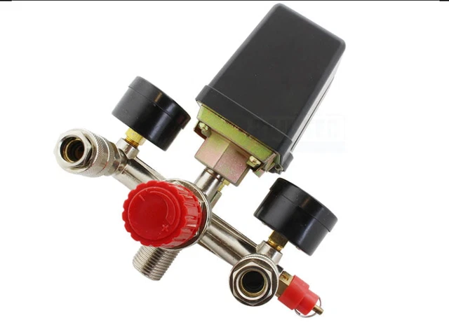 DEWIN Kompressor Druckschalter 220V/380V - Mit Doppel-Manometer Für Luftkompressoren 90-125 PSI