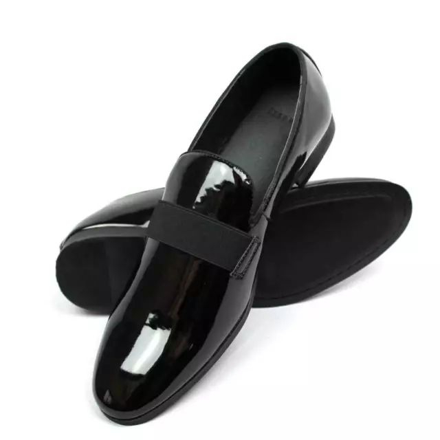 Mens Dress Black Tuxedo / Formal Shoes Slip On Patent Leather Shinny By AZAR