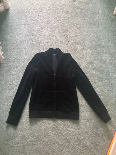 Juicy Couture Black Velour Zip Jacket Size Medium Black Label