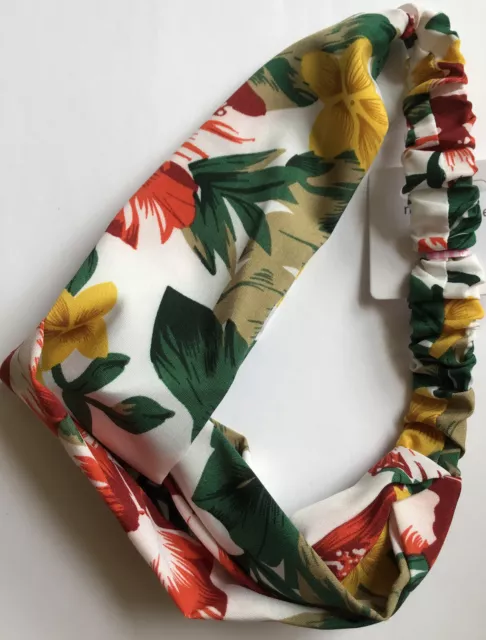 A Multicolour Tropical Print Silky Scarf Style Head Band