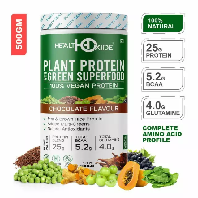 HealthOxide 25g Vegan Plant Protein + Superfood, Herbs- 500gm