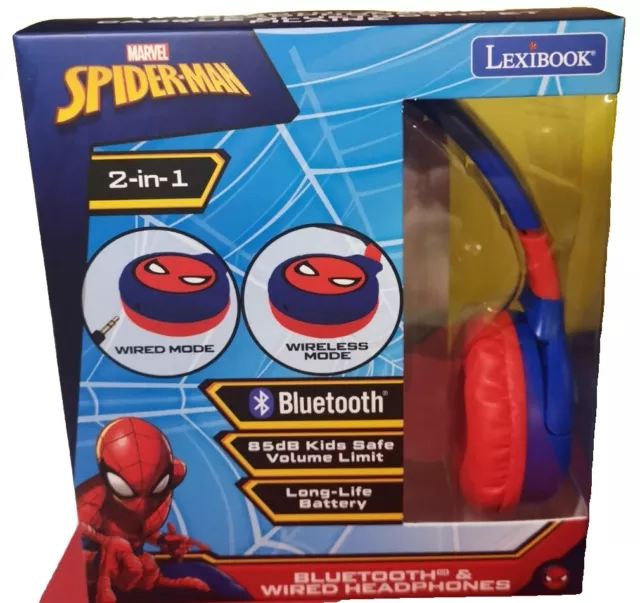 Buy Lexibook - 2 in 1 Bluetooth and Wired comfort foldable Headphones with  kids safe volume - Spider-Man (HPBT010SP) online 