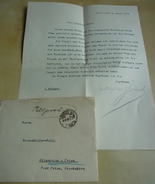 Feldpost-Brief BERLIN 1918: Hauptmann an Kunstmaler Wilhelm HELY-KRONENBITTER