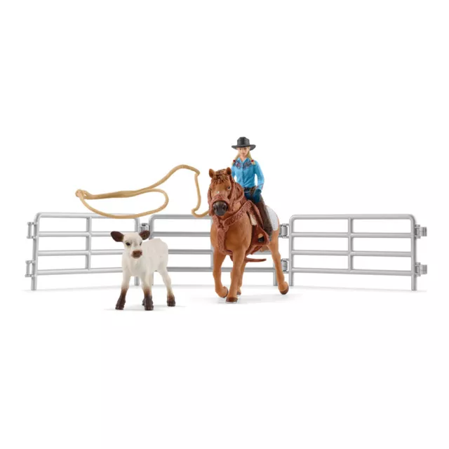 SCHLEICH Farm World Cowgirl Team Roping Fun Toy Playset, Multi-colour (42577)