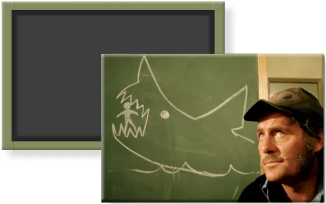 Jaws 1975 Film Quint Robert Shaw Shark Chalkboard Scene Fridge Magnet 2 x 3