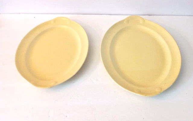 2- Platos de servir pastel amarillos TS &T Taylor Smith LuRay 13,5" y 11,5 pulgadas