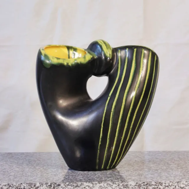 REVERNAY - GRANDE vaso a forma libera in nero lucido e giallo