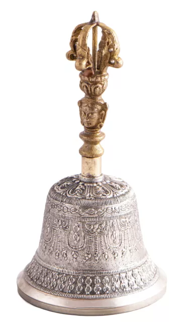 Glocke mit Dorje in Geschenkbox H 18 cm ø 9,5 cm Varja Ritualglocke Tempelglocke