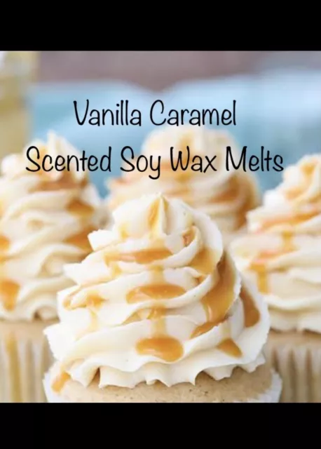 10 Vanilla Caramel Highly Scented Soy Wax Melt Pods 40hrs Burn Each Free Postage