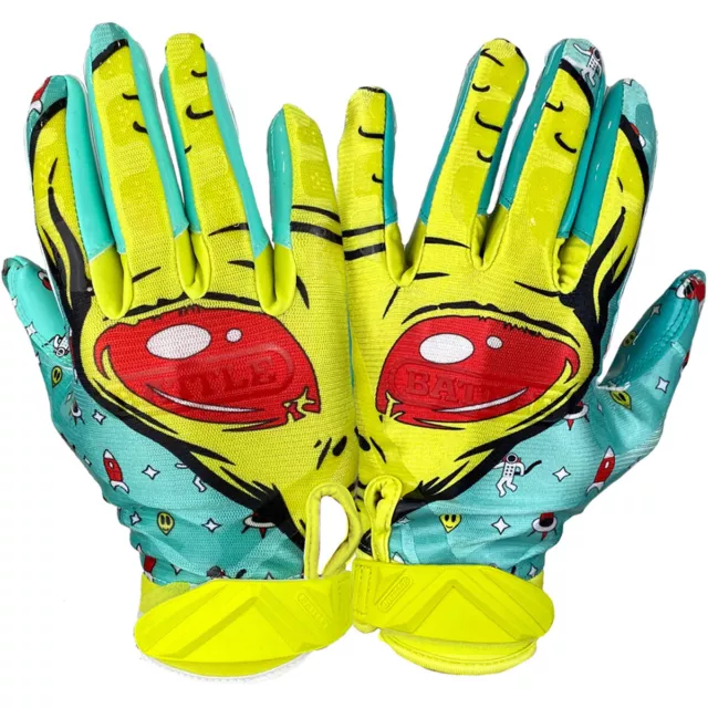 Battle Sports Alien Cloaked Adult Football Gloves - Turquoise/Green