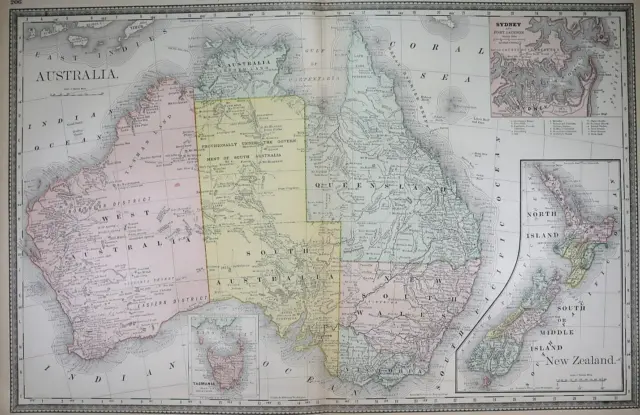 Authentic 1882 R McNally Atlas Map ~ AUSTRALIA ~ FreeS&H   Inv#131