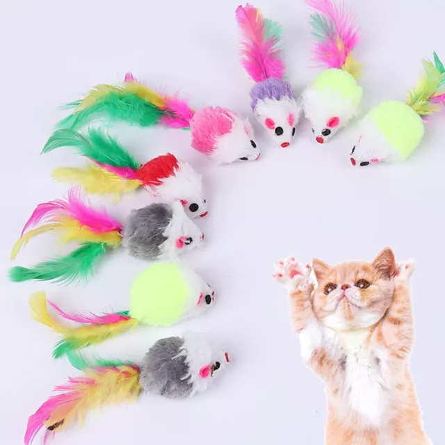 Souris Jouet Pour Chat Plume Hochet Pour Chaton Pack De 10 Multipack #