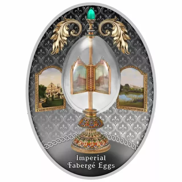 2021 NIUE $1 Fabergé Faberge Egg Revolving Miniatures Coloured Silver Proof Coin