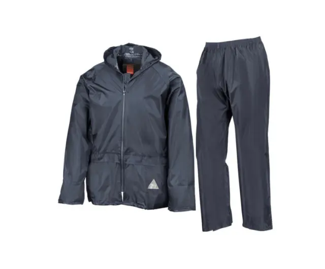 Result Mens Waterproof Windproof Heavy Duty Jacket & Trousers Rain Suit Blue XL
