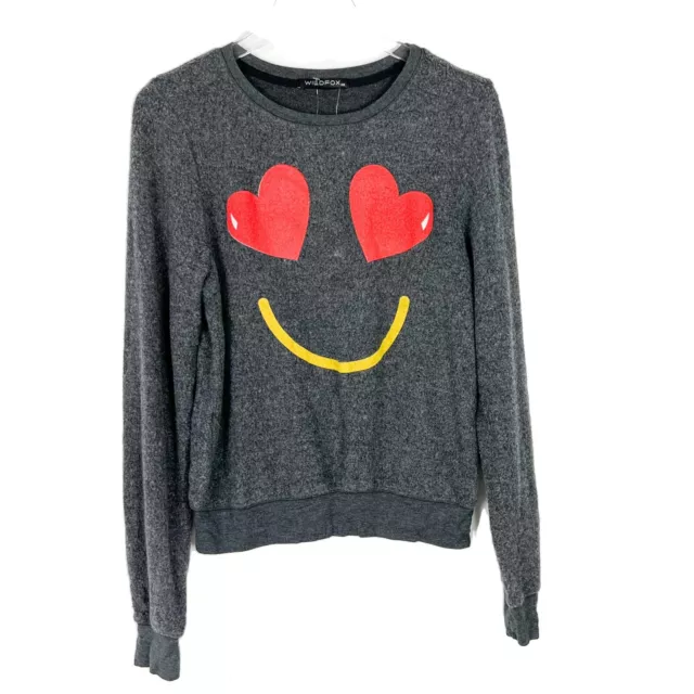 NWT Wildfox Smiling Hearts Look Of Love Pullover Sweatshirt Jumper Size XS L1480