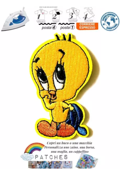 patch Titti toppa termoadesiva Tweety canarino cartoon iron on looney tunes bird