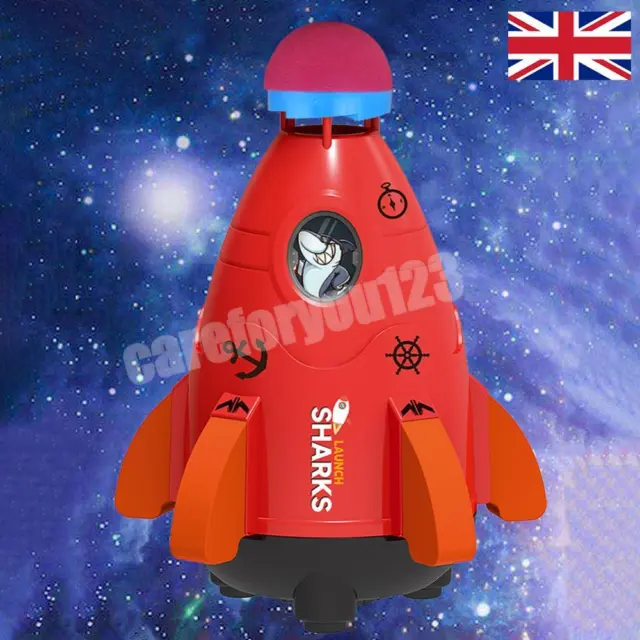 Space Rocket Sprinklers Rotating Water Powered Launcher Summer Fun Toys (Red) -U