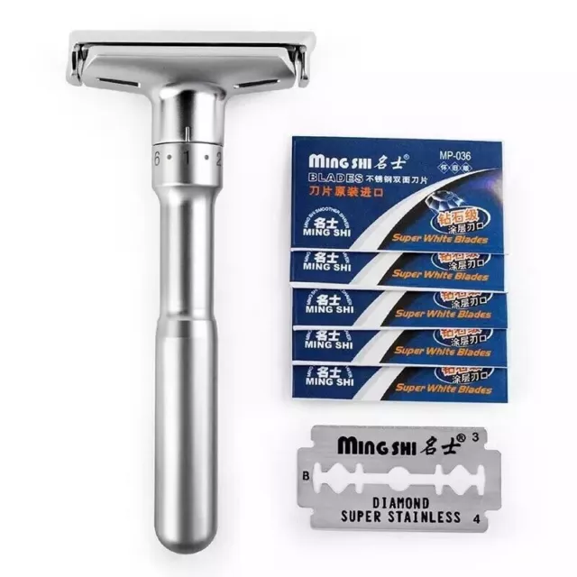 Adjustable Double Edge Safety Razor Best Quality Stainless Steel, Brushed Chrome