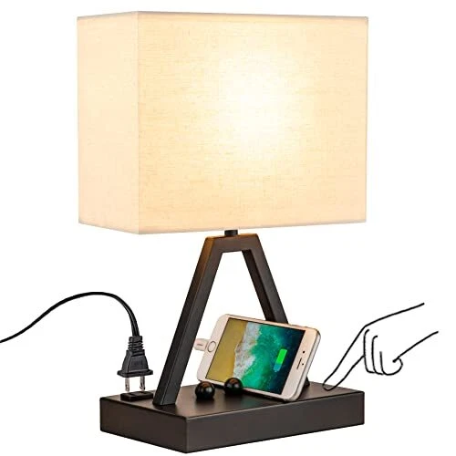 Briever USB C Touch Control Table Lamp 3-Way Dimmable Desk Lamp with USB C & ...