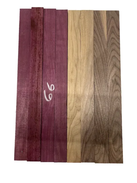 8 Pack, Black Walnut + Purpleheart Thin Stock Lumber Board   24"x 2"x 5/8", #66